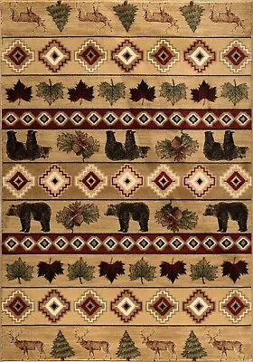 $22.50 • Buy Wildlife Nature Deer Bear Rustic Lodge Cabin Area Rug High Quality Soft Carpet