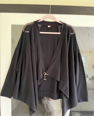 £13.99 • Buy Miss Captain Black Oversized Sheer Asymmetric Open Cardigan. Size Medium.