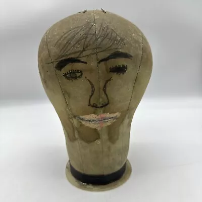 Vintage Millinery Canvas Cloth Mannequin Head Wig Hat Block Form Stand Display • $30