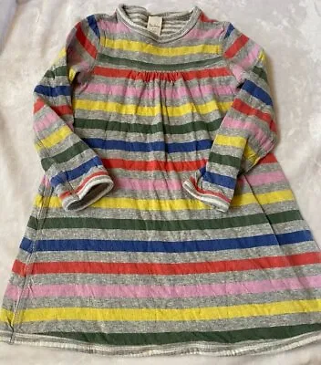 Girls Mini Boden Gray Colorful Stripes Jersey 2 Ply Cotton Dress 6 7 • $9.99