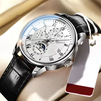 Men's Quartz Watch Waterproof Luminous Date Wristwatch Luxury Leather Watches • $9.99