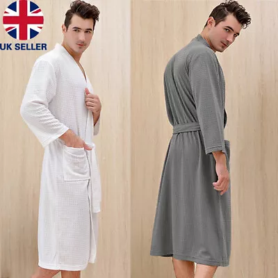 Waffle Style Bath Robe - Soft Cotton Unisex Hotel Spa Dressing Gown Bathrobe UK • £13.77