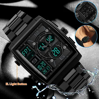 Men's Army Military Watch Sport LED Digital Quartz Analog Chronograph Waterproof • $15.48