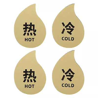 Self Stick Hot/Cold Water Label 2 Pairs/4 Pack Acrylic Drop Shape Signs Gold • $7.71