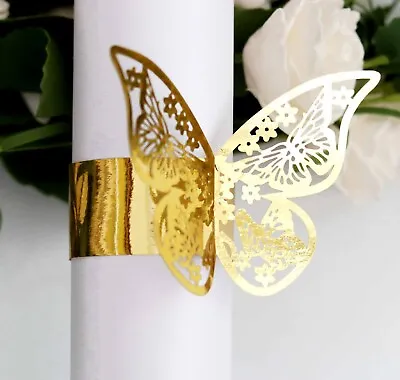 £4.59 • Buy 10Pcs Napkin Rings Buckles Table Wedding Christmas Decorations Dinner Paper Gold