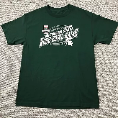 Michigan State Shirt Adult L Green Short Sleeve 2014 Rose Bowl Football Men 1016 • $10.46