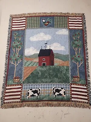 Throw Blanket Barn Chicken Cows 56  X 46  / We968 R2t2 • £12.28