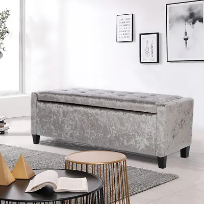 Upholstered Ottoman Bench Stool 2Seater Chair Storage Chest Box Side Window Seat • £82.95