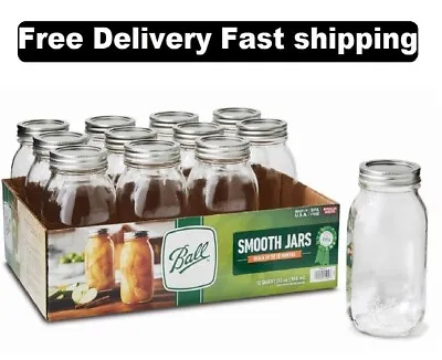 Ball Glass Mason Jars With Lids & Bands Wide Mouth 32 Oz 12 Count • $19.90