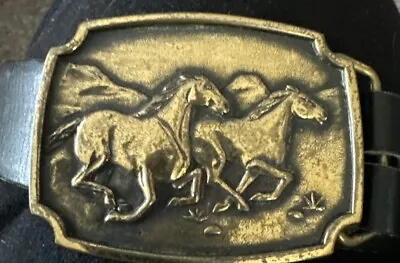 VTG BTS Wild Horses Mustang  Solid Brass Belt Buckle USA Western Country W/belt • $26.95