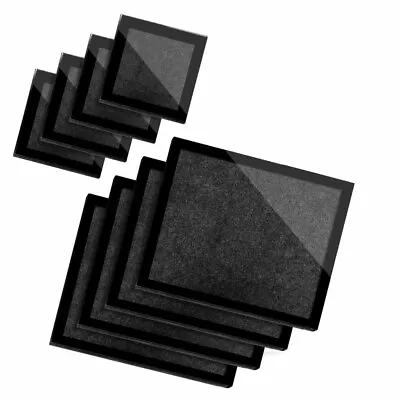 £59.99 • Buy 4x Glass Placemates & Coasters  - Black Granite Rock Effect  #3321