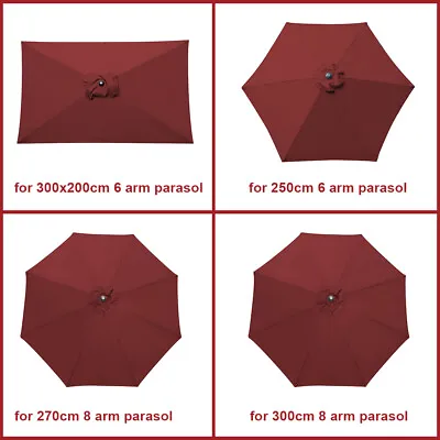 Parasol Fabric Replacement Patio Umbrella Top Cover 6 Or 8 Arm 2.5m 2.7m 3m 3x2m • £18.97