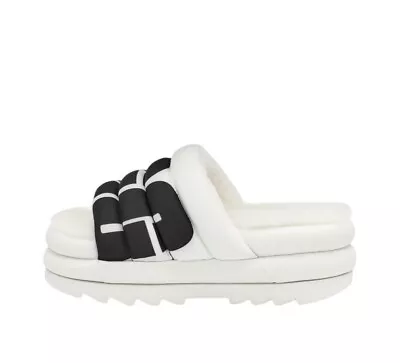 UGG Women's Maxi Slide Logo Platform Slides Slippers 1127067  White Size 7-9 • $39.99