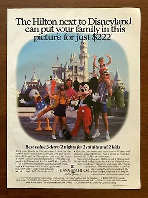 1986 Hilton Hotel Disneyland Vintage Print Ad/Poster Mickey Mouse Donald Duck    • $14.99
