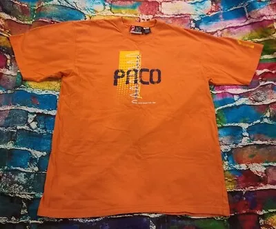 Vintage 90s Paco Sport ORANGE Graphic T Shirt L LARGE RARE EUC A+ DS! • $21.99