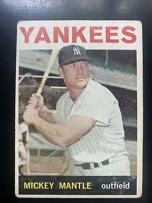 MICKEY MANTLE - 1964 Topps #50 CREASE FREE Vintage HOF NY Yankees • $155