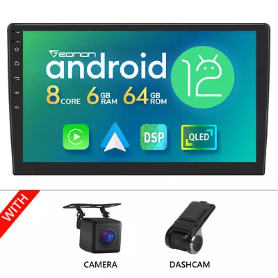 DVR+CAM+10.1  QLED 2 Din Android 12 6+64 Car Stereo Radio GPS Navigation CarPlay • $339.37