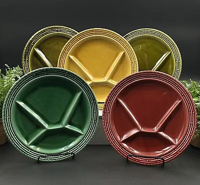 Vtg 1930's Majolica SARREGUEMINES French 9  Divided FONDUE PLATE Set Of 5 • $69.99