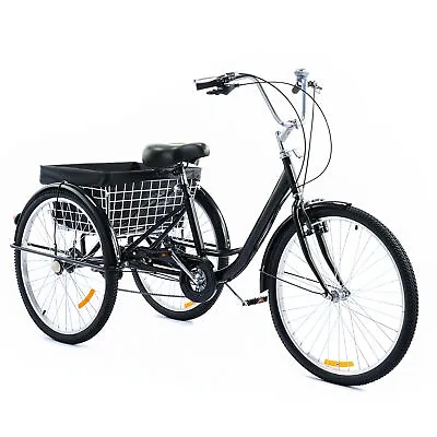 $242.05 • Buy 8 Speed 24  Adult Tricycle Trike 3-Wheel Cruiser Bike W/ Cargo Basket Shopping