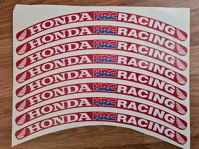 Motorcycle Rim Decals Stickers Honda Hrc Racing Style Printed Laminated red • £7.99