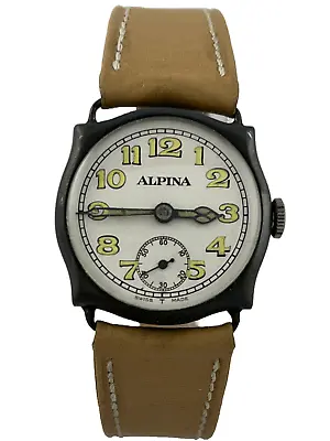 Military Men's Wristwatch Alpina Hand Wound Made 0800er Silver Defective • $895.02
