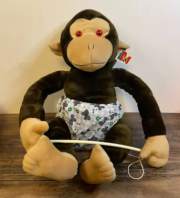 Large 18  Monkey In Diaper Stuffed Plush Puppet W/tags Holding Stick Red Eyes • $9.99