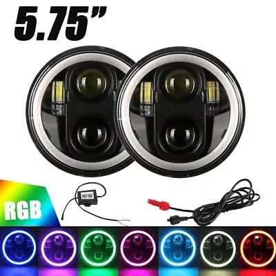 Pair 5-3/4  5.75  Round LED Headlights RGB DRL HI-LO Headlamps For Chevy Impala • $132.99