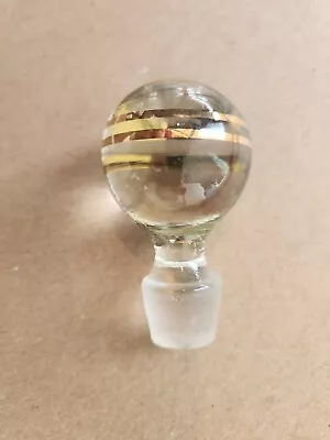 MCM Glass Crystal Large Round Ball Decanter Apothecary Bottle Stopper Vintage • $19.99