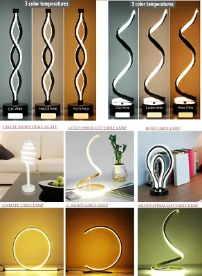 £24.99 • Buy NUUR Table Lamp Curved Desk Light Bedside Bedroom Lamp Warm Creative Spiral LED