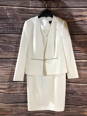 Women’s Black Label By Evan Picone Dress & Blazer Jacket Size 8 - White • $20