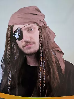 Caribbean Pirate Costume Wig Buccaneer Jack Sparrow Fancy Dress Mens Halloween • $23.95