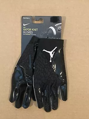 Sz Large Men - Nike Jordan Vapor Knit Jumpman Black White Football Gloves RARE • $44.95