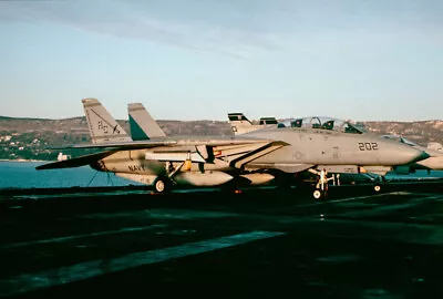 Original Aircraft Slide:  F-14 160384/AC202 VF-32 On Carrier  1995 (K64) • $7