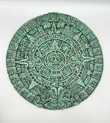 Vintage Zarebski Mayan Calendar Sun Malachite Round Green Wall Stone Plaque • $79.99