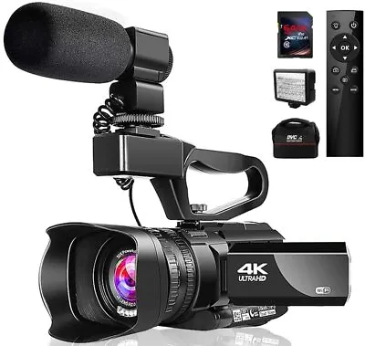 $279.98 • Buy Video Camera 4K Camcorder With Microphone 48MP Vlogging Camera WiFi YouTube Came