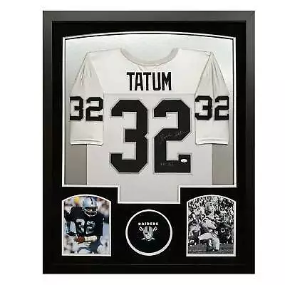 Jack Tatum Signed SB XI White Custom Suede Matte Framed Football Jersey (JSA) • $530