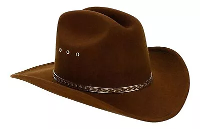 Brown Child Faux Felt Western Cowboy Hat With Brown And Gold Band • $37.16