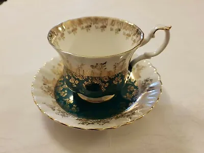 £22.99 • Buy Vintage Royal Albert Tea Cup And Saucer 'Regal Series' Teal And Gold #2