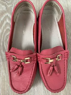Cushion Walk Ladies Pink Wide Fit Leather Slip On Moccasin Shoes Size 7EEE • £3.99