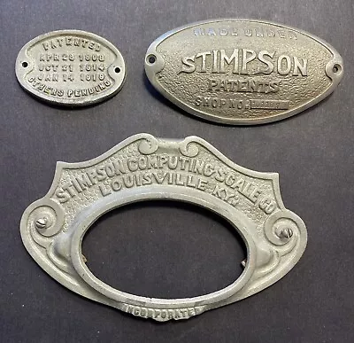 (lot Of 3) Stimpson Computing Scales Co. Louisville Ky Plaque Emblem Sign • $175