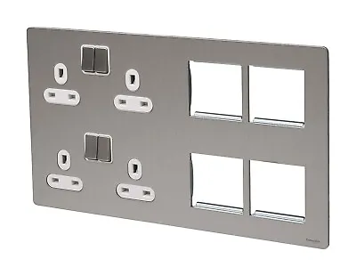 Schneider Electric Ultimate Screwless Flat Plate - Switched 4 Gang Power Socket • £18.99