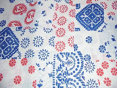 Red White And Blue Abstract Print Novelty Fabric Material Sewing 50x42  Vintage • $12.13