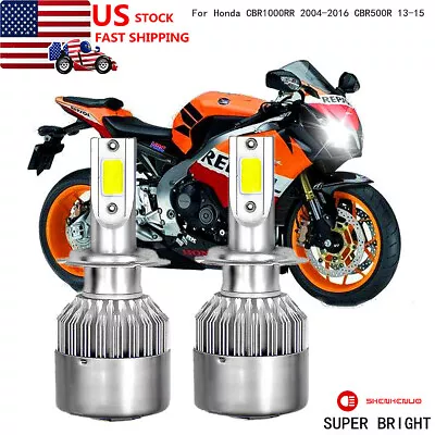 For Honda CBR1000RR 2004-2016 CBR500R 13-15 H7 LED Headlight Bulbs Kit 16000LM • $20.27