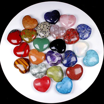 4CM Natural Quartz Crystal Carved Heart-Shaped Love Reiki Healing Palm Stone • $8.99