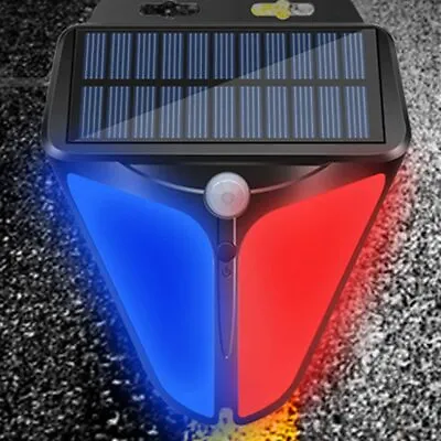 Solar Strobe Warning Lights With 90DB Alarm Outdoor 4 Modes Solar Motion Sensor • $11.19