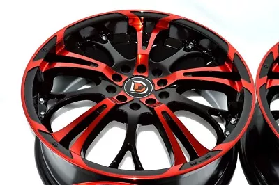 4 New DDR R25 17x7 5x100/114.3 40mm Black Polish Red Finish 17  Wheels Rims • $679