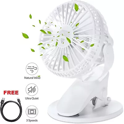 Portable 360° Mini Fan Travel USB Rechargeable Clip On Desk Pram Car Cooling Fan • $23.99