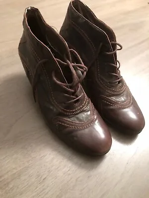 Vintage Gabor Women’s Brown Leather Lace Up Heel Ankle Boots 4.5 UK /6.5 US/ 37 • $39.99