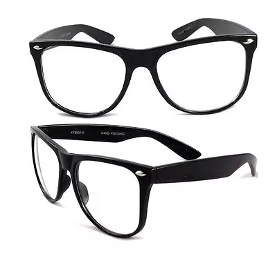 Classic Clear Lens Glasses Black Frame Nerdy Look Fake Geek Smart Retro UV 100% • $8.95