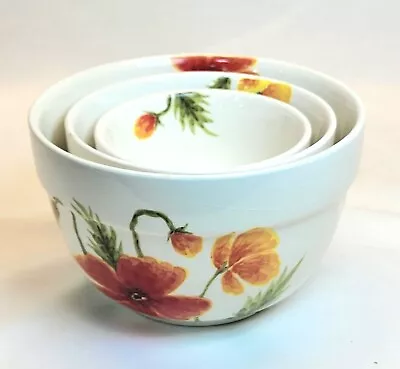 Maxcera  Poppies Nesting Bowls 6  5  4   Set Of 3 Poppy Dance & Tai Poppy • $24.99